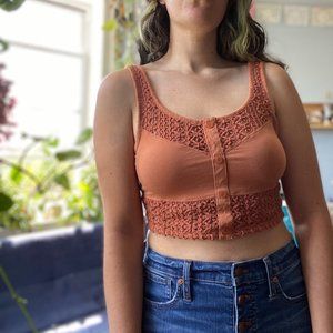 Rust Colored Crop Top with Mesh